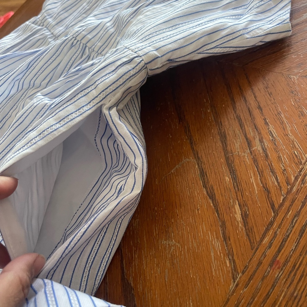 English Factory White Jumpsuit with Blue Pinstripes - Picture 7 of 9